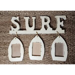 Large Distressed White Wall Surf Picture Frame Nautical Coastal Beach House